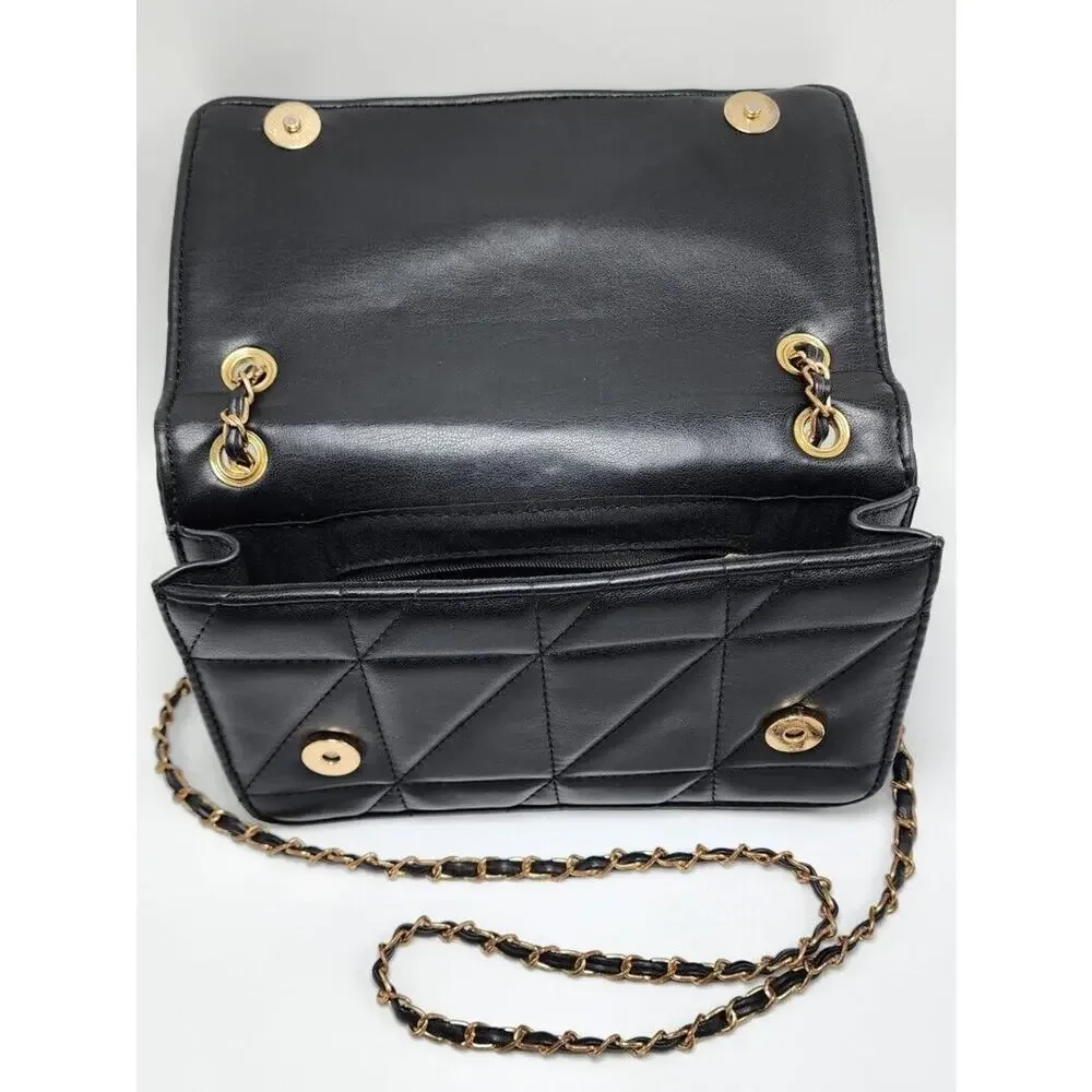 BAM FOREVER Leather Clutch Purse Black Magnetic Snap Quilted Leather Purse Small